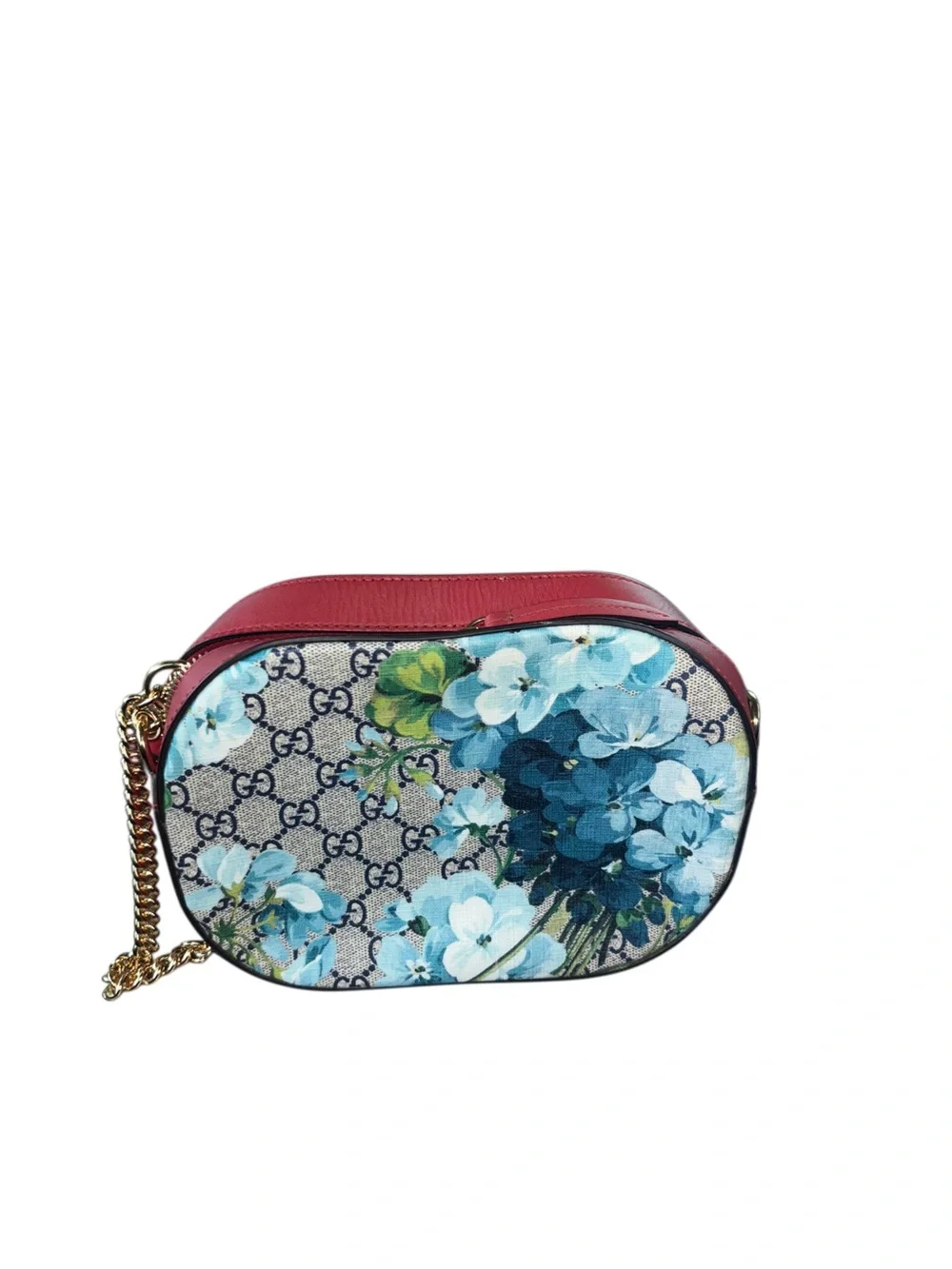 Gucci Blue Floral GG Canvas Espadrilles with Matching Crossbody and Red Trim